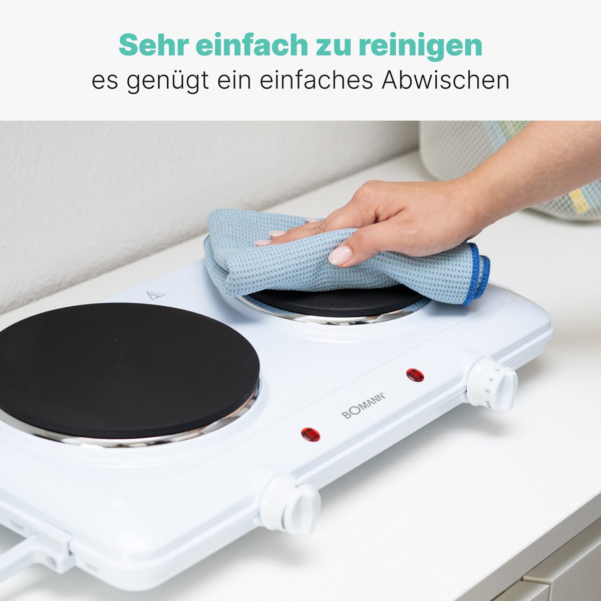 BOMANN Doppelkochplatte DKP 5028 CB, stufenlos regelbare Thermostate, 2 Kochplatten