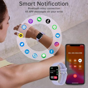 Colesma IP67 Wasserdichtigkeit Damen mit Telefonfunktion Smartwatch (1,7 Zoll), HD Touchscreen Fitness Tracker mit Schrittzähler,Schlafmonitor