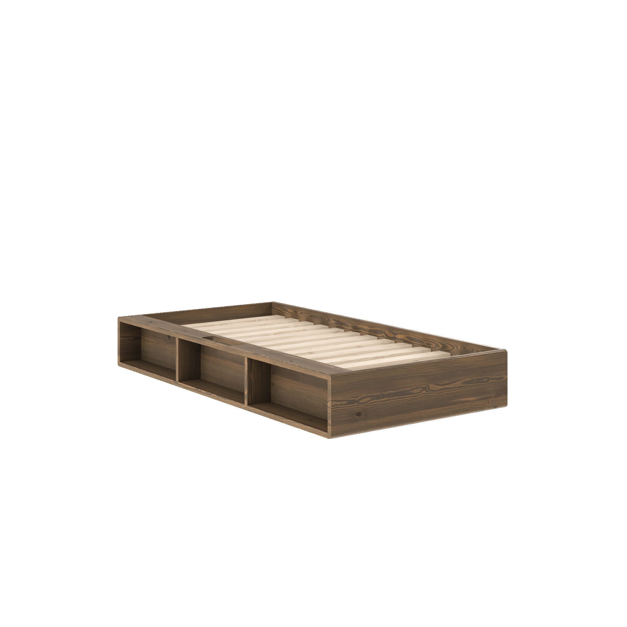 Karup Design Stauraumbett Ziggy Bed, Stauraumbett, FSC®-zertifiziertes Massivholz made in Europe (Erhältlich für Matratzen Breite 90, 120, 140, 160 oder 180 cm), mit 3 Ablagen, inklusive Lattenrost, ohne Matratze, mehrere Farben
