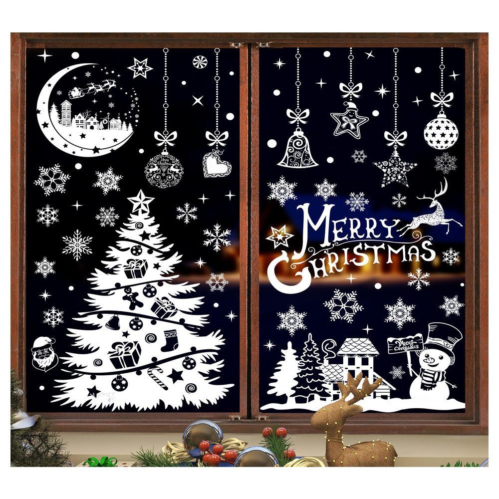 Bomiclss Fensterfolie Weihnachts-Fensteraufkleber, Fensterdekoration Doppelseitig, Aufkleber Weihnachtsdeko Fenster Weihnachtsfensteraufkleber