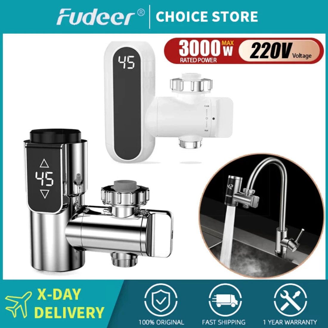 OLi Elektrischer Wasserhahn Fudeer 3400 W 220 V Elektrische Küche Warmwasserbereiter Wasserhahn In