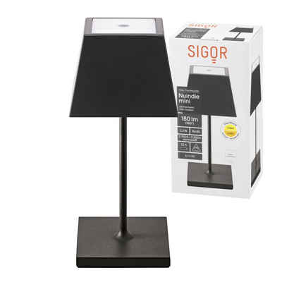 SIGOR LED Tischleuchte Tischleuchte NUINDIE Mini Nachtschwarz eckig, Dimmbar, 1 LED Platine, 2700