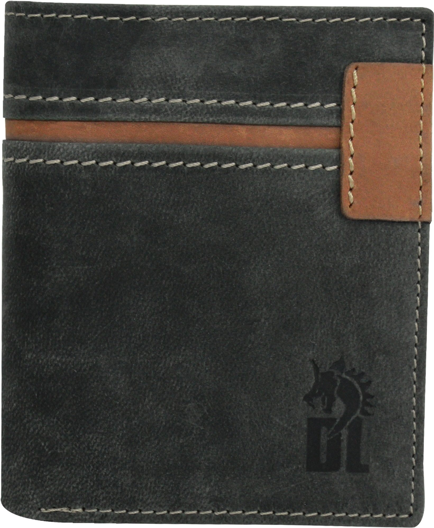 DrachenLeder Geldbörse DrachenLeder Herren Geldbörse grau braun (Portemonnaie, Portemonnaie), Herren Portemonnaie Echtes Leder grau, braun, Serie Marc