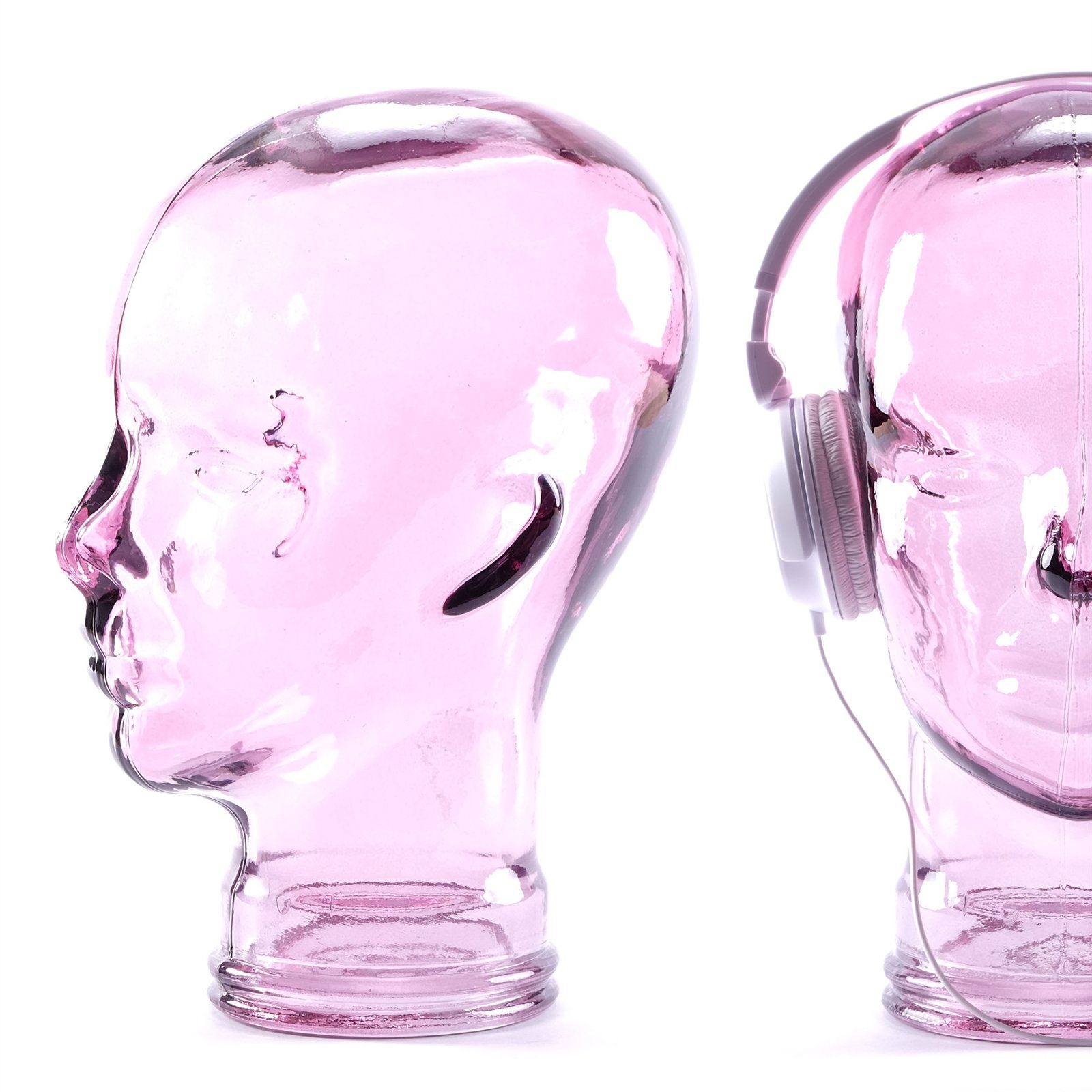 DESIGN DELIGHTS Skulptur Glas KOPFHÖRERSTÄNDER MICK lila transparent, 29cm Glaskopf Skulptur