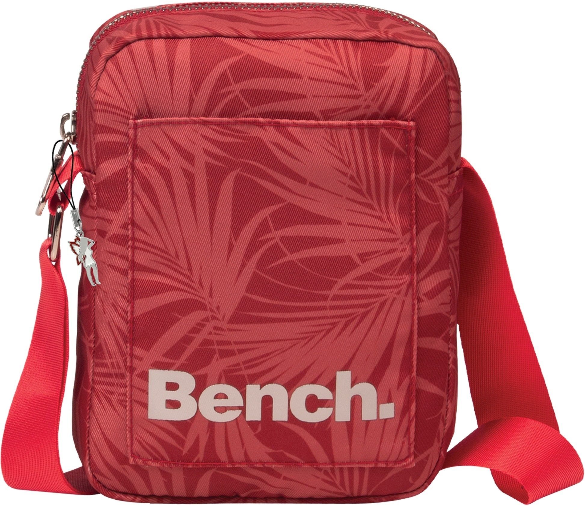 Bench. Umhängetasche Bench Mini Umhängetasche Nylon, Damen, Jugend Tasche  in rot, silber, Blätter-Print