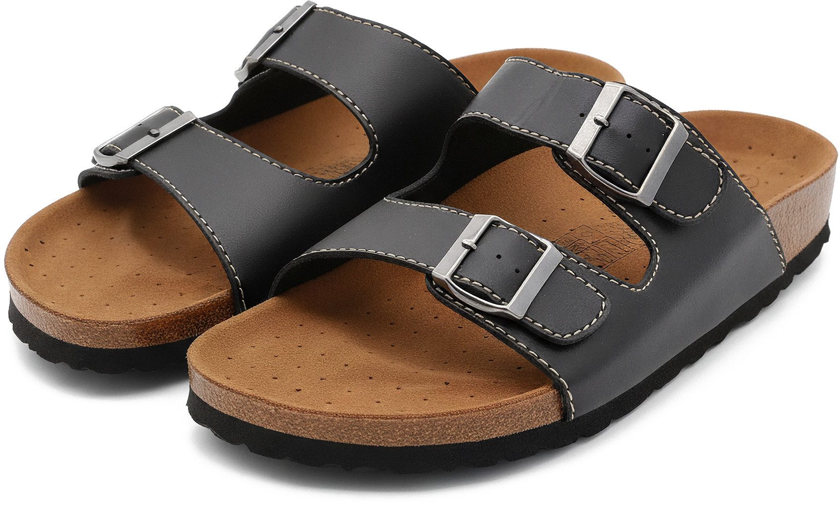 Nawemo Leder-Zimtlatschen Nawemo Hausschuh