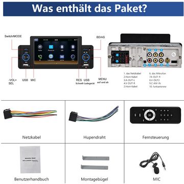 Hikity 1Din CarPlay & Android Auto 5 Zoll mit Rückfahrkamera Autoradio Autoradio