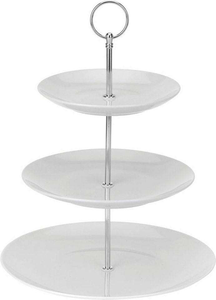 Spetebo Etagere Servier Etagere mit 3 Ablagen aus Porzellan, Porzellan, (Stück, 1-tlg., Servierständer), Servieretagere mehrstöckig