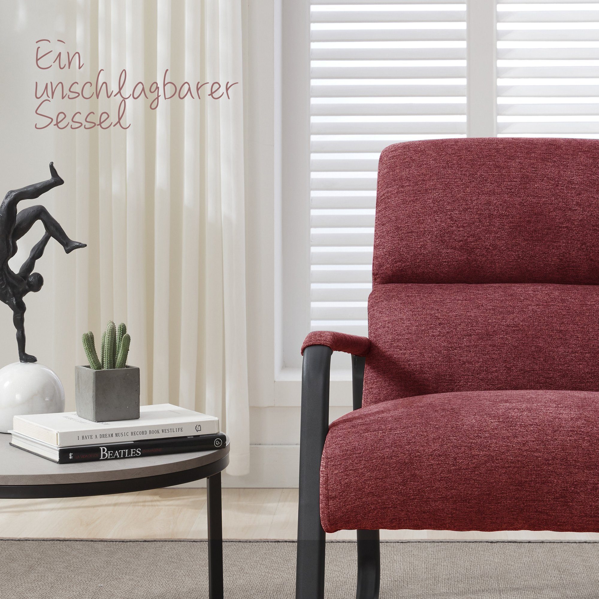 HomeGuru Rotbraun Fernsehsessel moderner (1-St., Wohnzimmer, Lesesessel, Sessel, Packung) Relaxsessel Loungesessel für