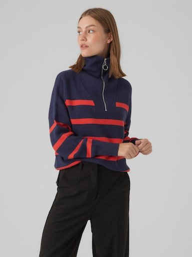 Vero Moda Troyer VMSABA STRIPE LS HIGHNECK BLOUSE GA NOOS