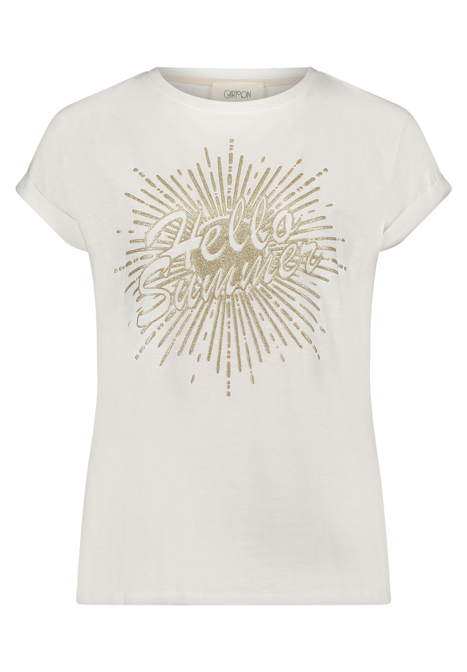 Kurzarmshirt Damen mit Ärmelaufschlag