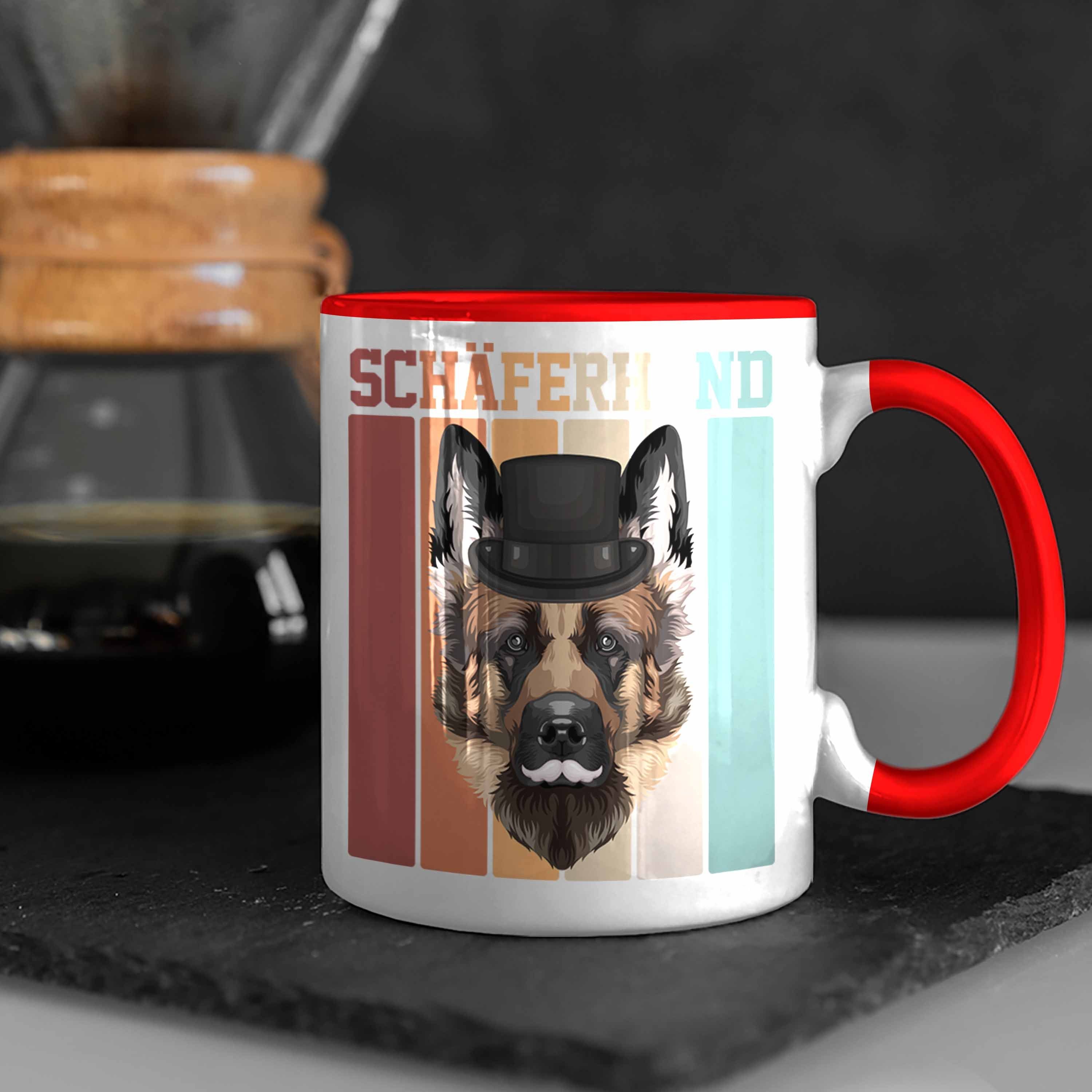 Tasse Retro Schäferhund Tasse Geschenkidee Geschenk Lustiger Spruch Rot Besitzer Trendation