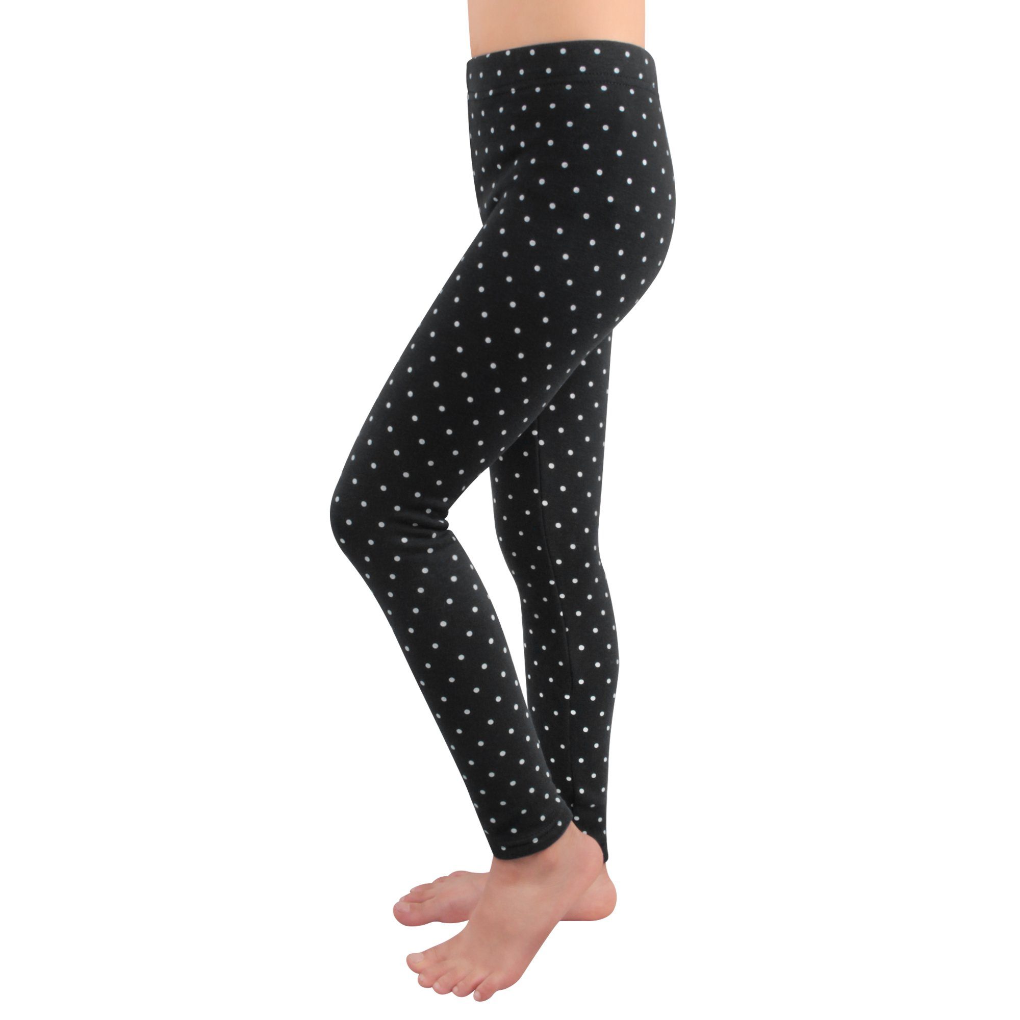 4603 Mädchen Thermoleggings mit Farbe-1 Punktmuster gefütterte 1-tlg., (1/2/3er-Pack, L&K-II 2er-Pack) Leggings Winter