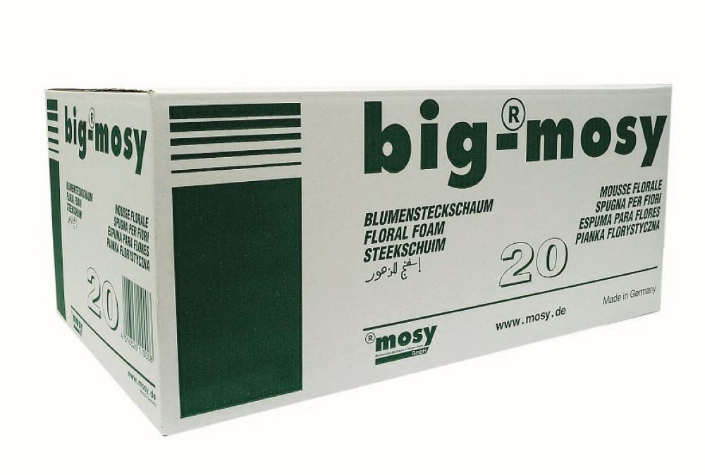 mosy Moosgummi Steckschaum - Ziegel für frische Blumen-Gestecke, 1 Karton = 20 Stück, Steckmasse, Steckmoos, Steckschwamm für Blumen-Gestecke, Frischblumen