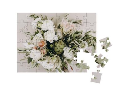 puzzleYOU Puzzle Hochzeitsstrauß aus Blumen und Grün, 48 Puzzleteile, puzzleYOU-Kollektionen Blumensträuße, Blumen & Pflanzen
