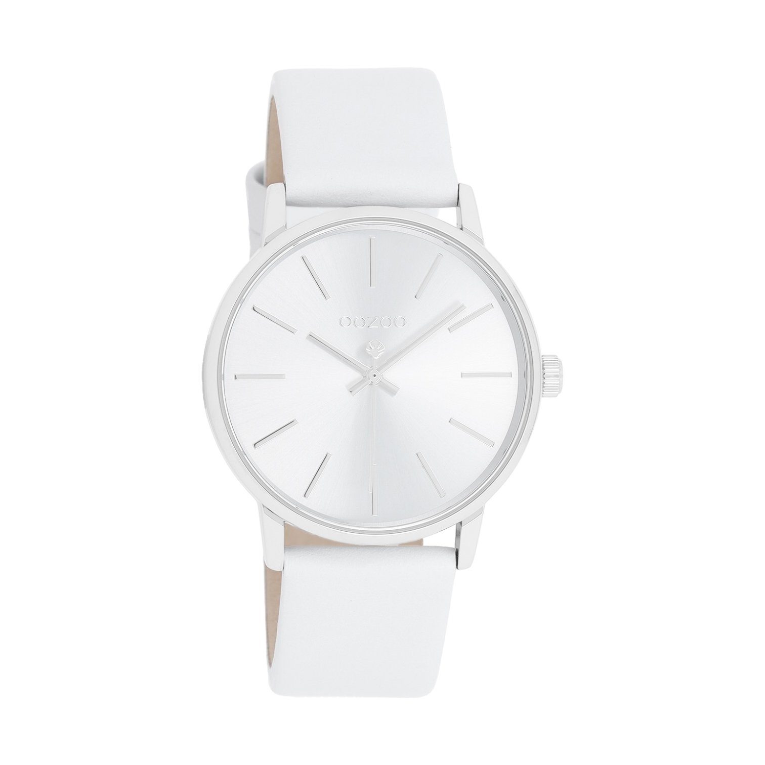 OOZOO Quarzuhr Damenuhr C11060 Silberfarben Lederband Weiss 36 mm C11060 günstig online kaufen