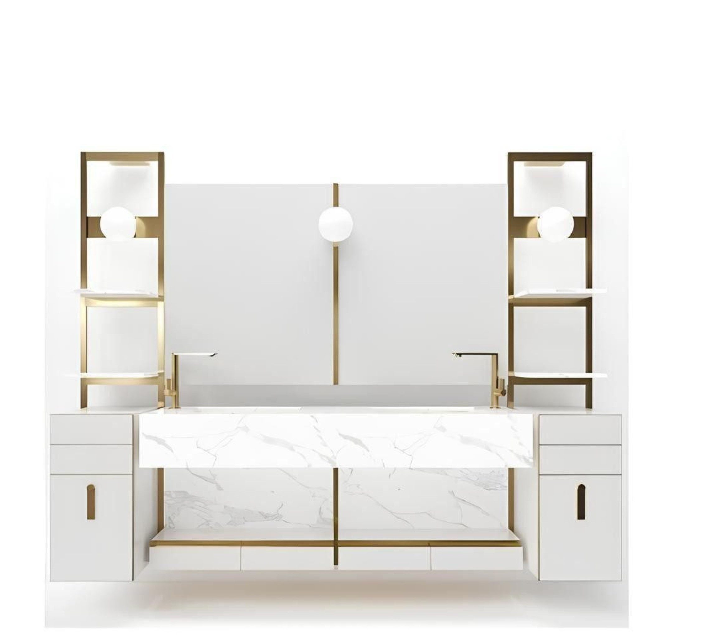 Badezimmer-Set Weißes italienisches Badwaschbecken Klassisches Schrankwaschbecken
