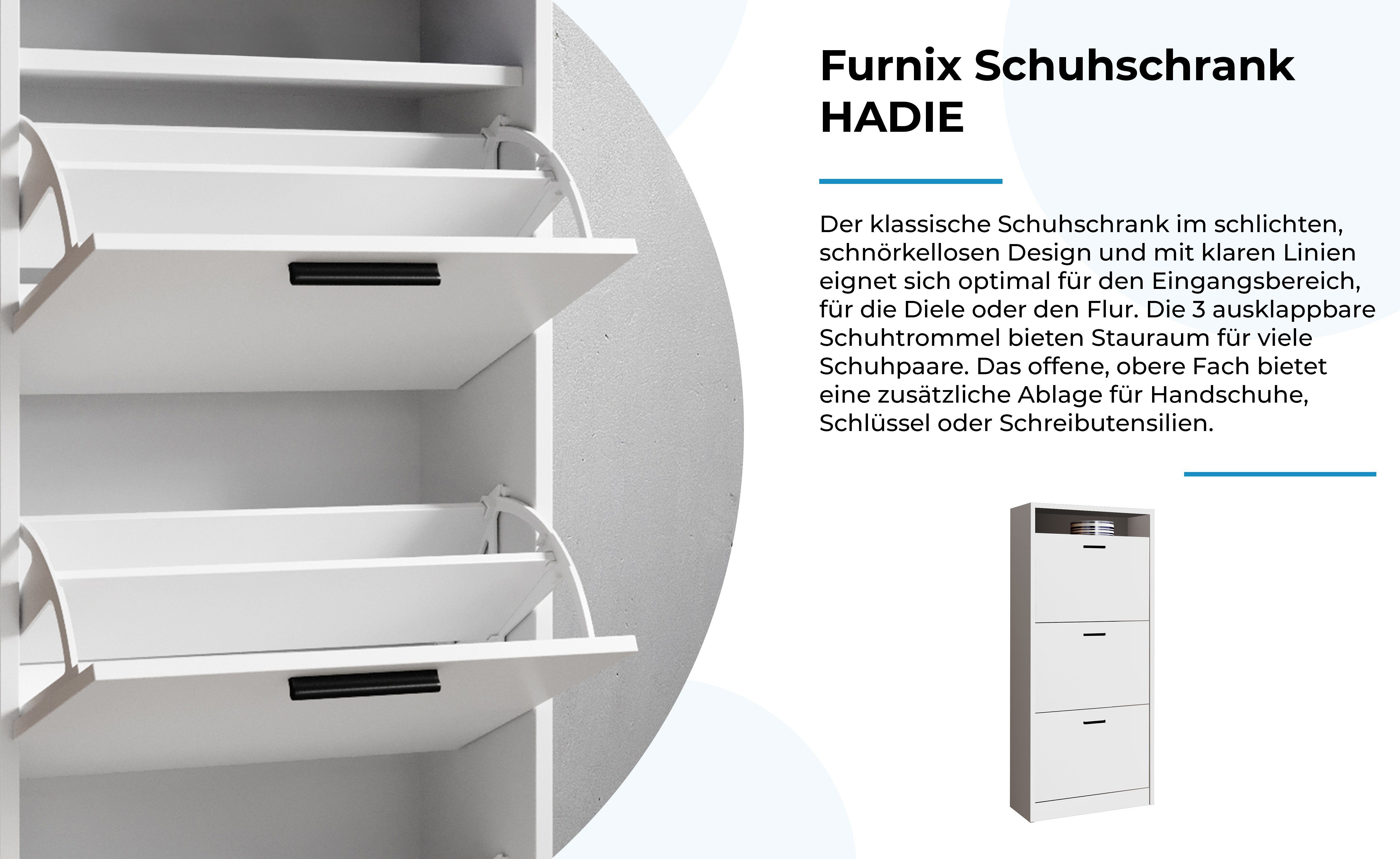 weiß-weiß HADIE Schuhschrank offenes Furnix ausklappbare x Fach Schuhablagen x cm T24 und B60 H125