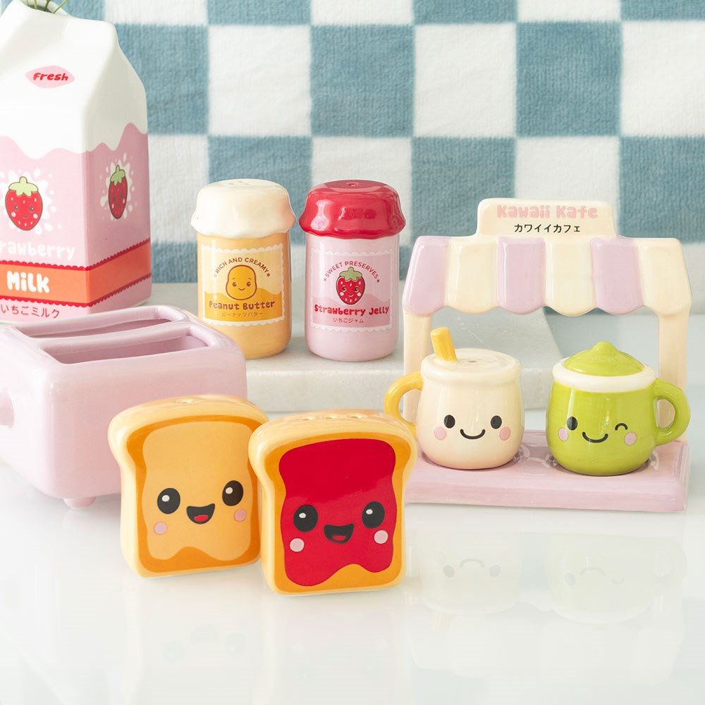 Something Different Salz- / Pfefferstreuer Kawaii Toast Salt and Pepper Shakers mit Toaster-Halter