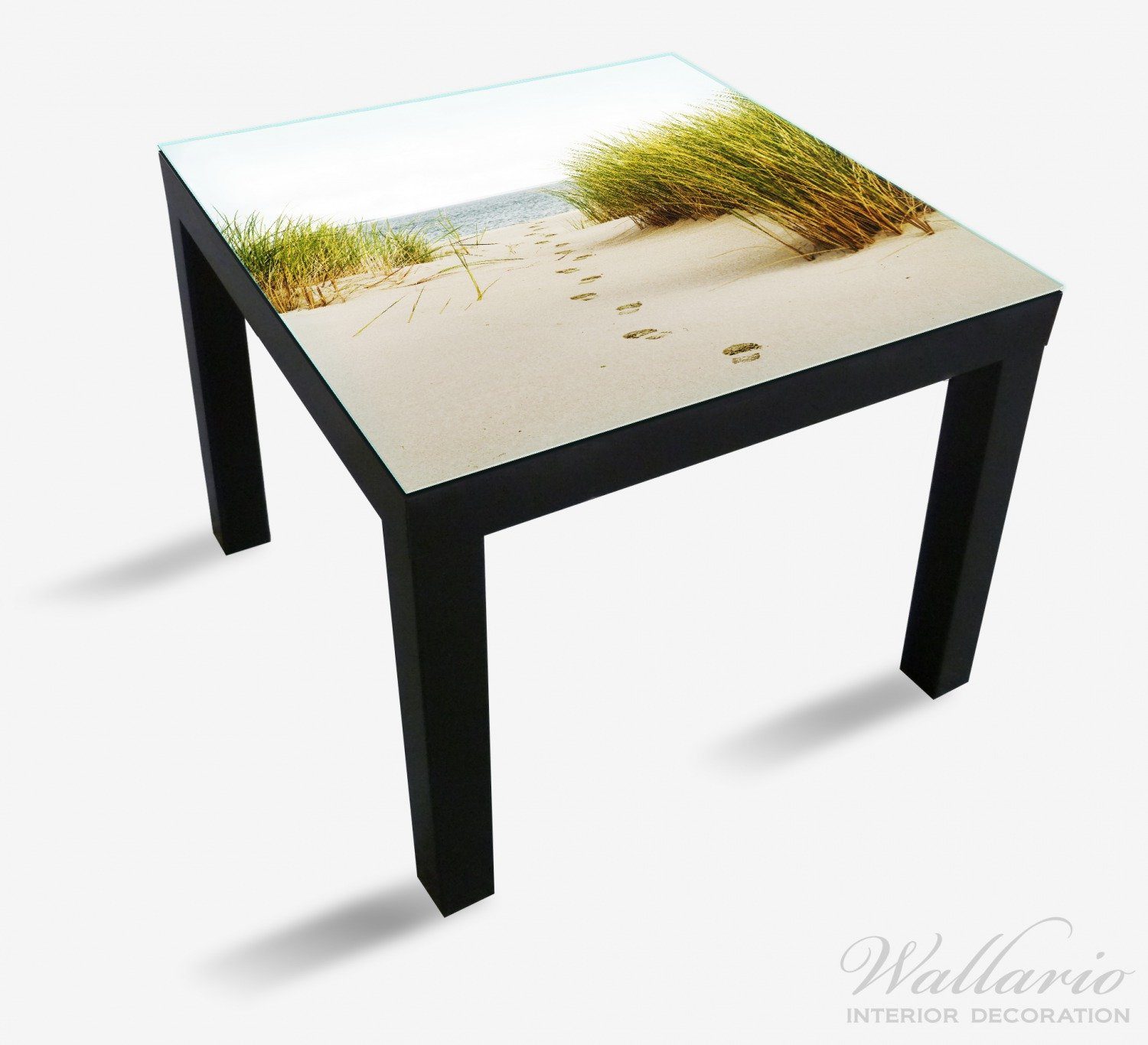 Wallario die im geeignet Meer für Düne St), Spuren zum durch (1 Tisch Lack Tischplatte Fußspuren Ikea Sand-