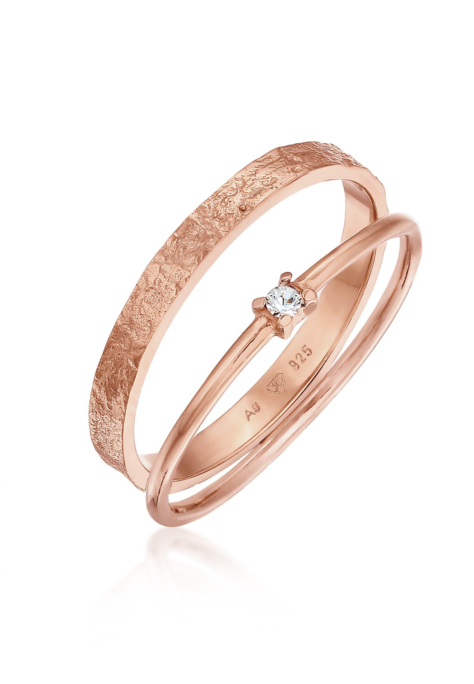 Ring-Set Stapelring Kristall Solitär Bandring Set 925 Silber