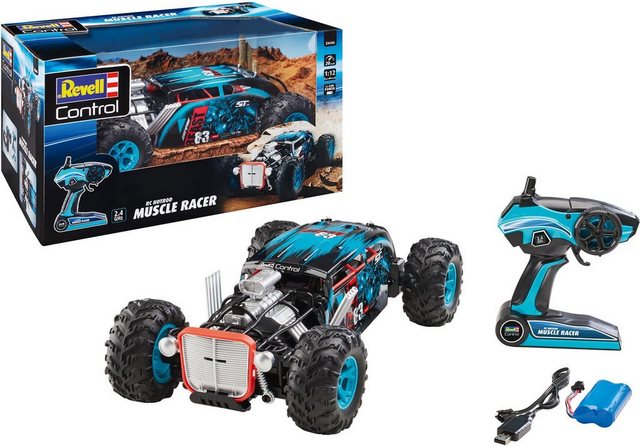 Image of "RC Hot Rod ""Muscle Racer"", Robust im Maßstab 1:12, Revell Control Ferngesteuertes Auto mit 4WD Allrad-Antrieb, 38,5 cm"