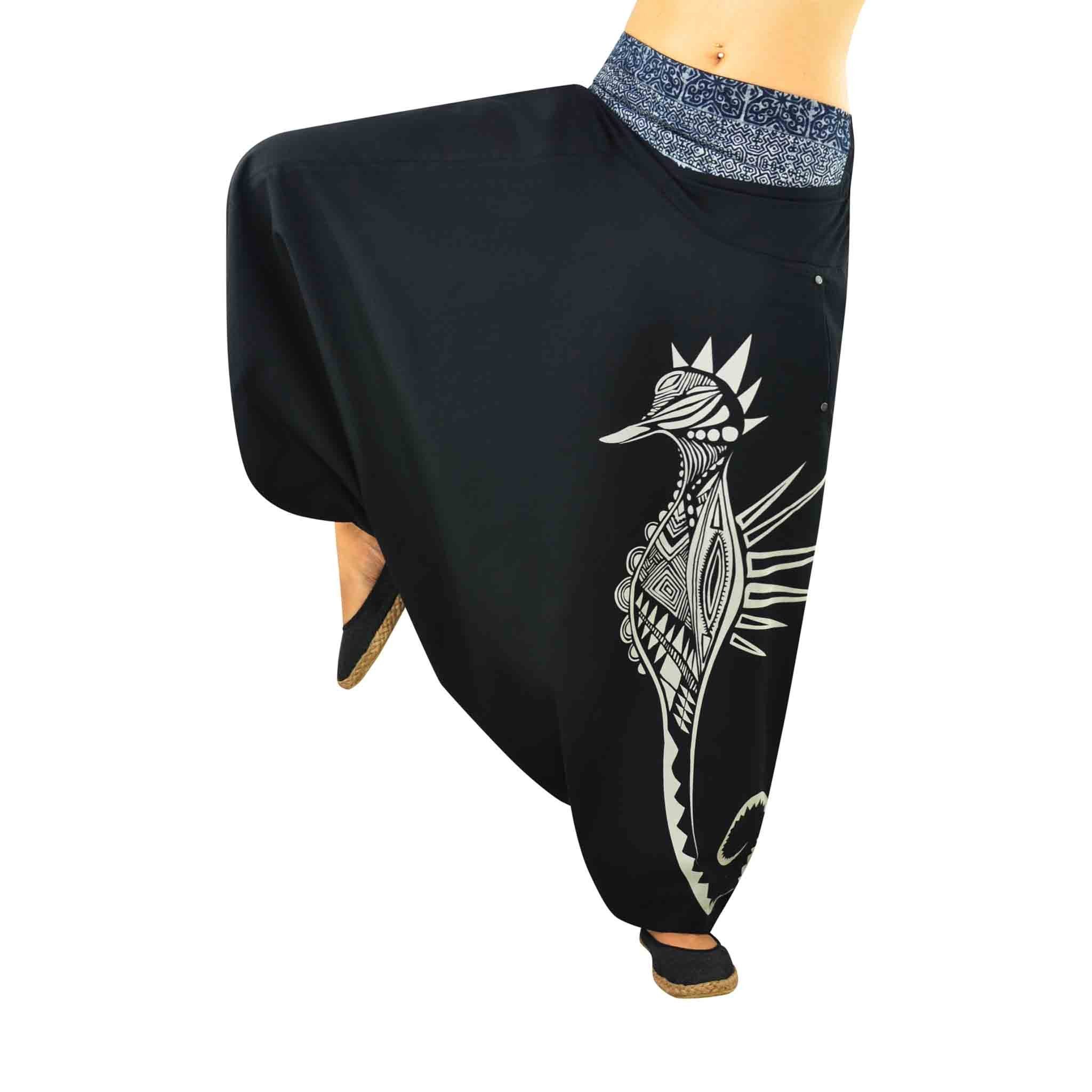 virblatt Haremshose Aladinhose Damen & Haremshose Herren, Baumwolle, Goa Hose Sommerhose Tasche mit Reißverschluss