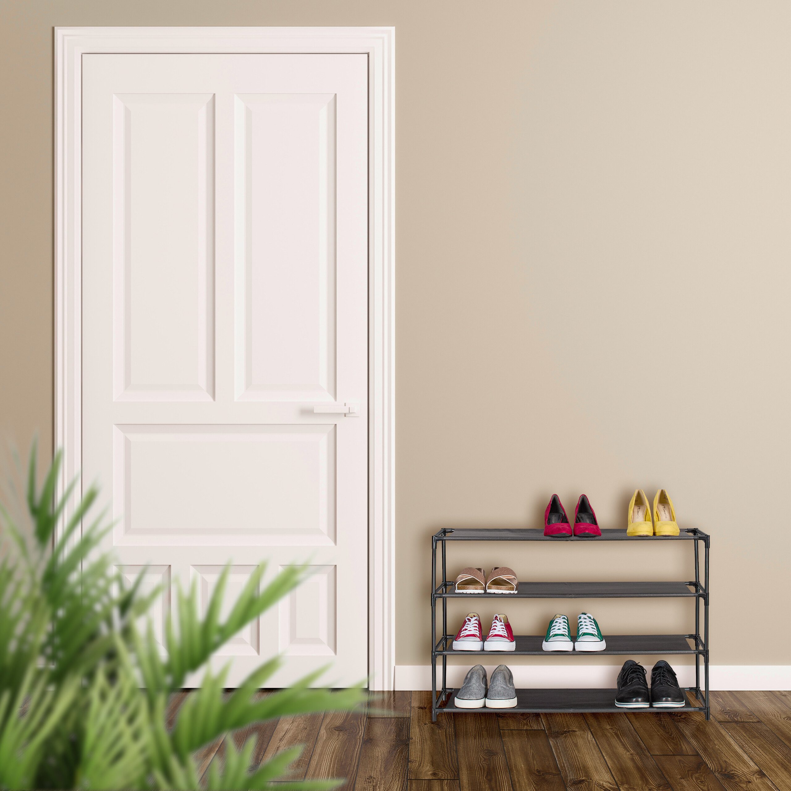 relaxdays Schuhregal mit Stoffebene, 4 Ebenen günstig online kaufen