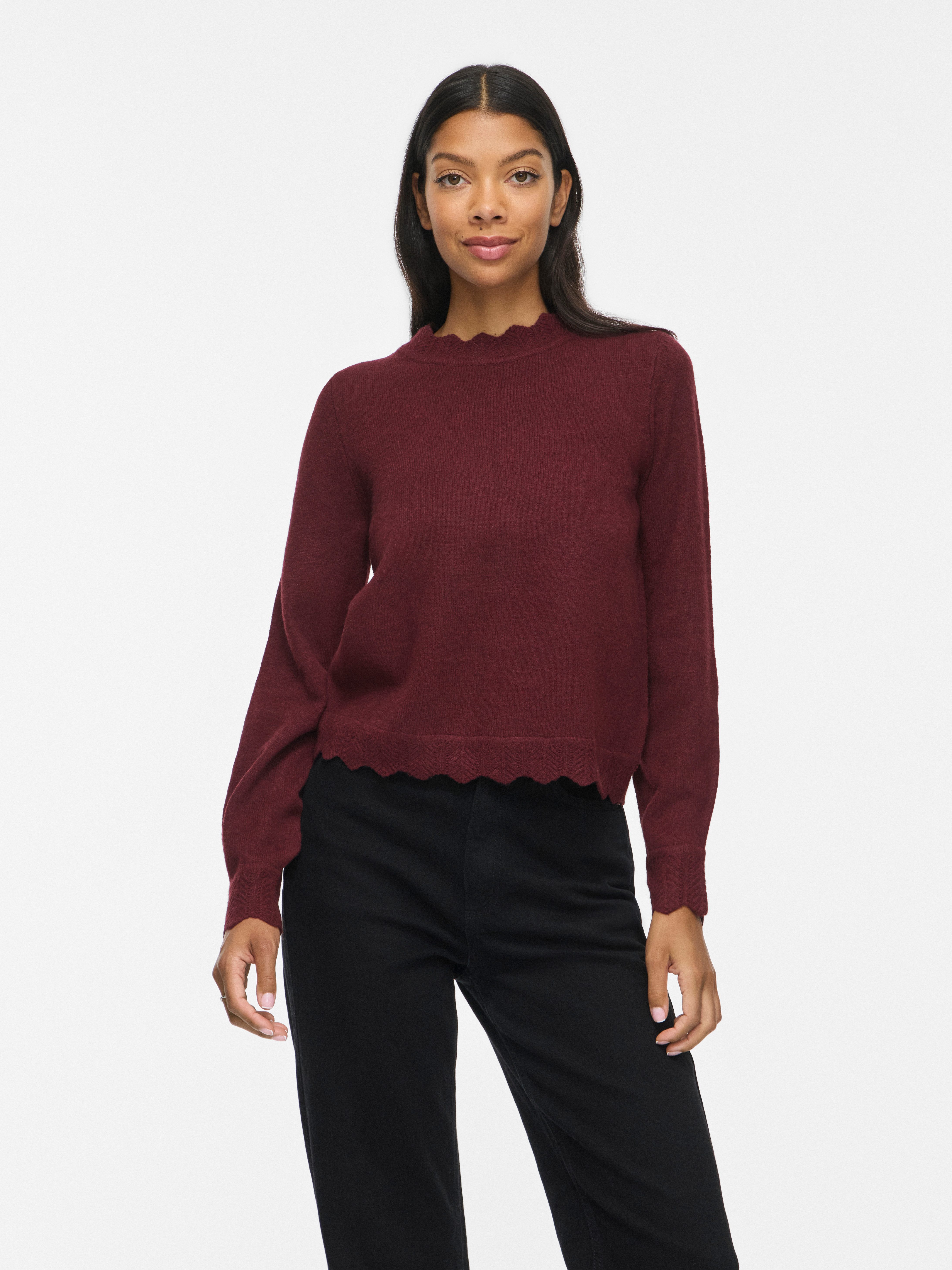 Vila Strickpullover VINIKOLINA O-NECK L/S KNIT TOP - NOOS Materialmix, regular fit
