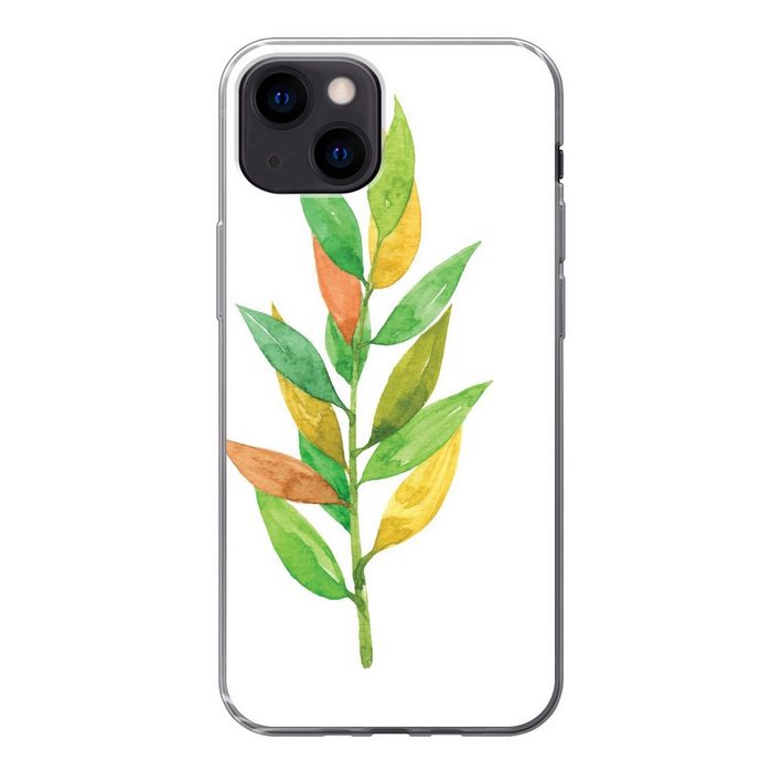 MuchoWow Handyhülle Aquarelle - Blätter - Pflanzen Handyhülle Apple iPhone 13 Mini Smartphone-Bumper Print Handy
