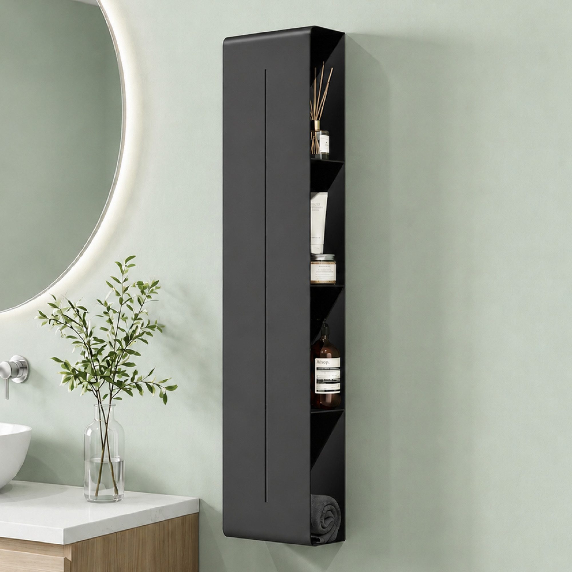 Mai & Mai Duschregal Duschablage schmal mit 4 Ablagen in Weiß hoher Ebenenabstand Reglo-16, 15 cm lange Ablauföffnungen für schnellen Wasserabfluss