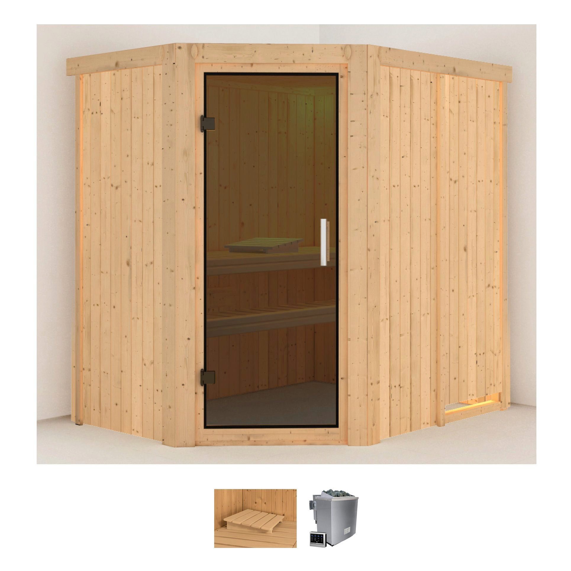 Karibu Sauna Clara, BxTxH: 151 x 196 x 198 cm, 68 mm, (Set) ohne Ofen