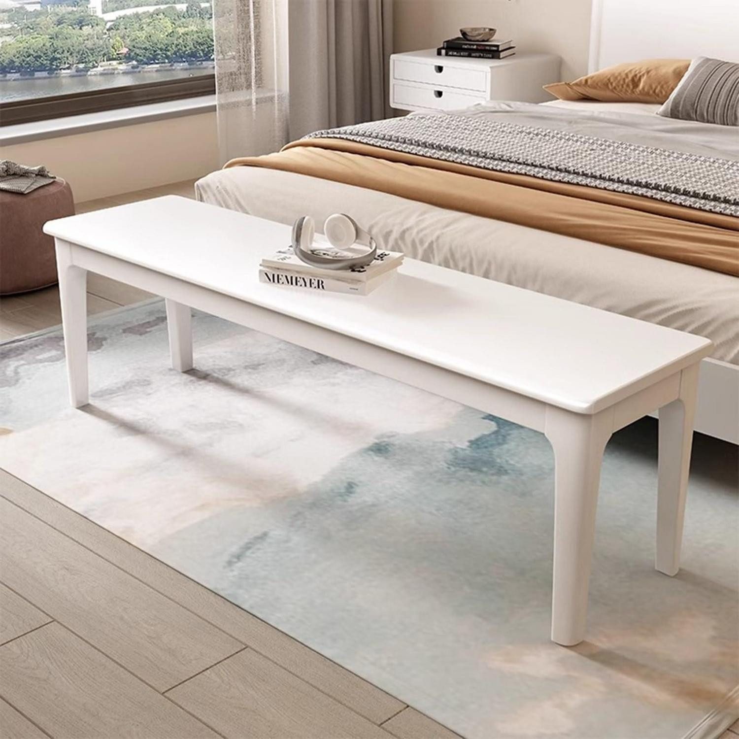 LuxusKollektion Essbank Esszimmerbank Massivholz Weiß 100cm (1-St)