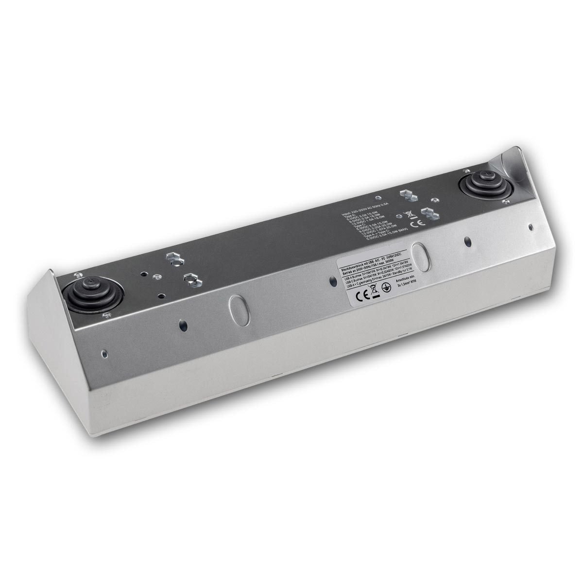 ChiliTec Aufputz-Steckdose 4-fach Steckdosenblock + USB-A&C silber 250V~/ 16A – Bild 4 von 5