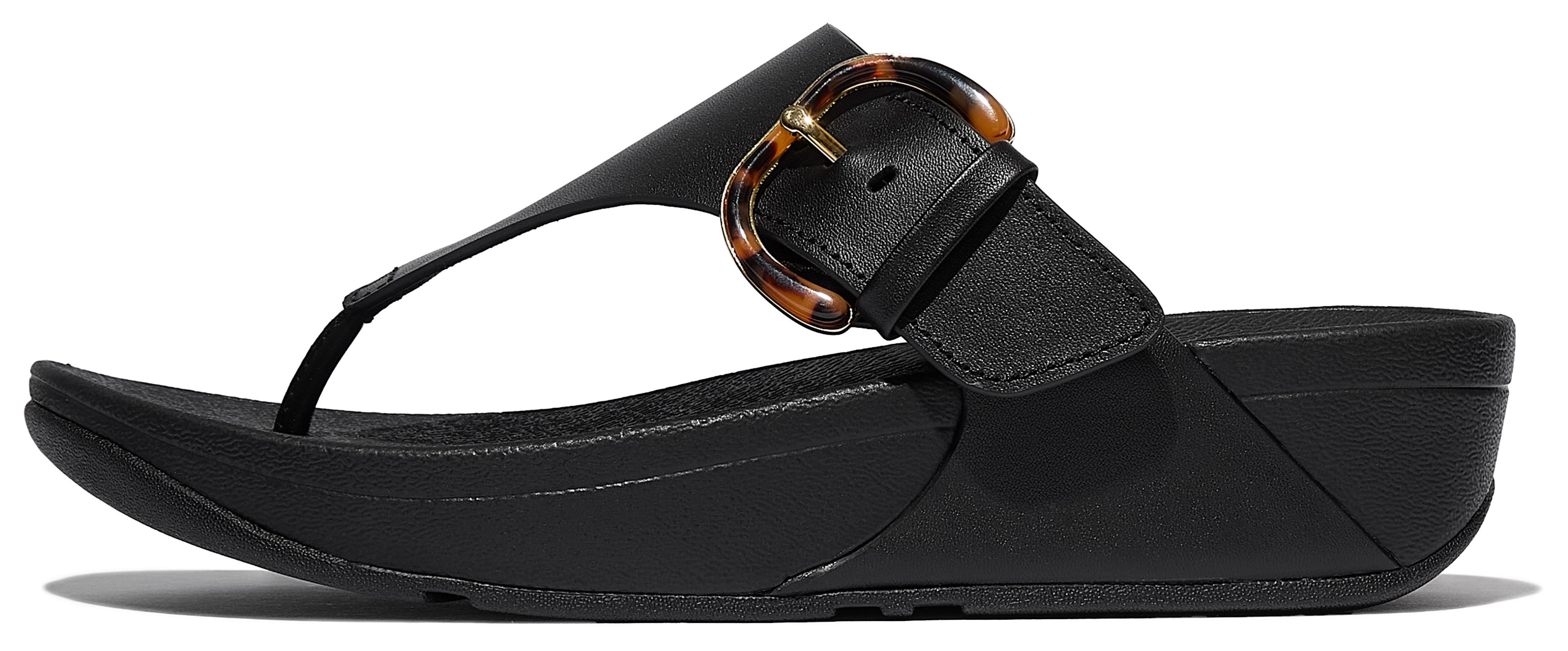 Fitflop LULU RESIN-BUCKLE LEATHER TOE-POST SANDALS Zehentrenner, Pantolette günstig online kaufen