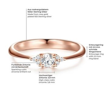 Trilani Silberring Damen-Ring aus Sterling Silber, in rosévergoldet, mit Zirkonia