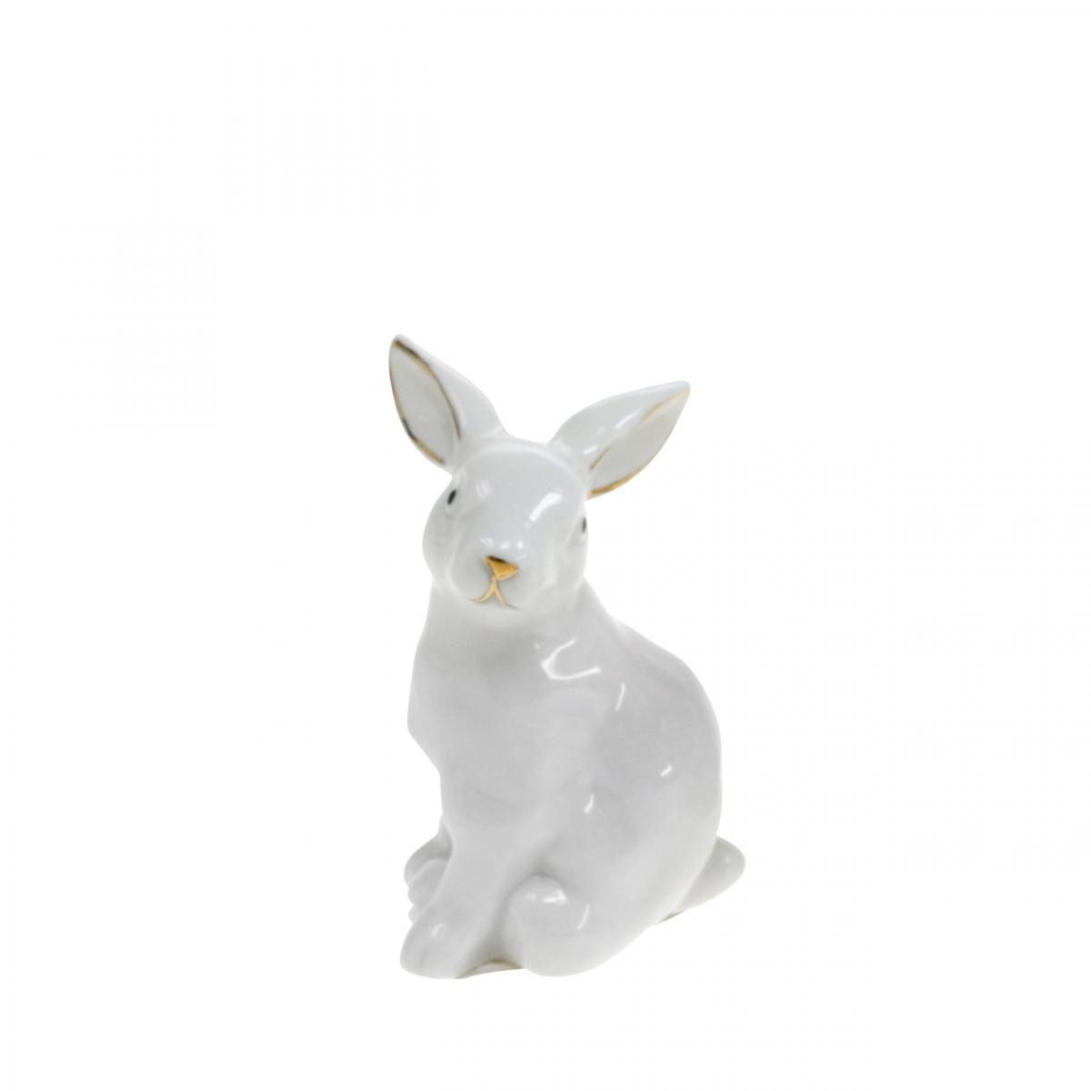Viana Osterhase Osterdeko Keramik Hase Weiß Gold, 4er Set, 7,5cm, 4 Stück