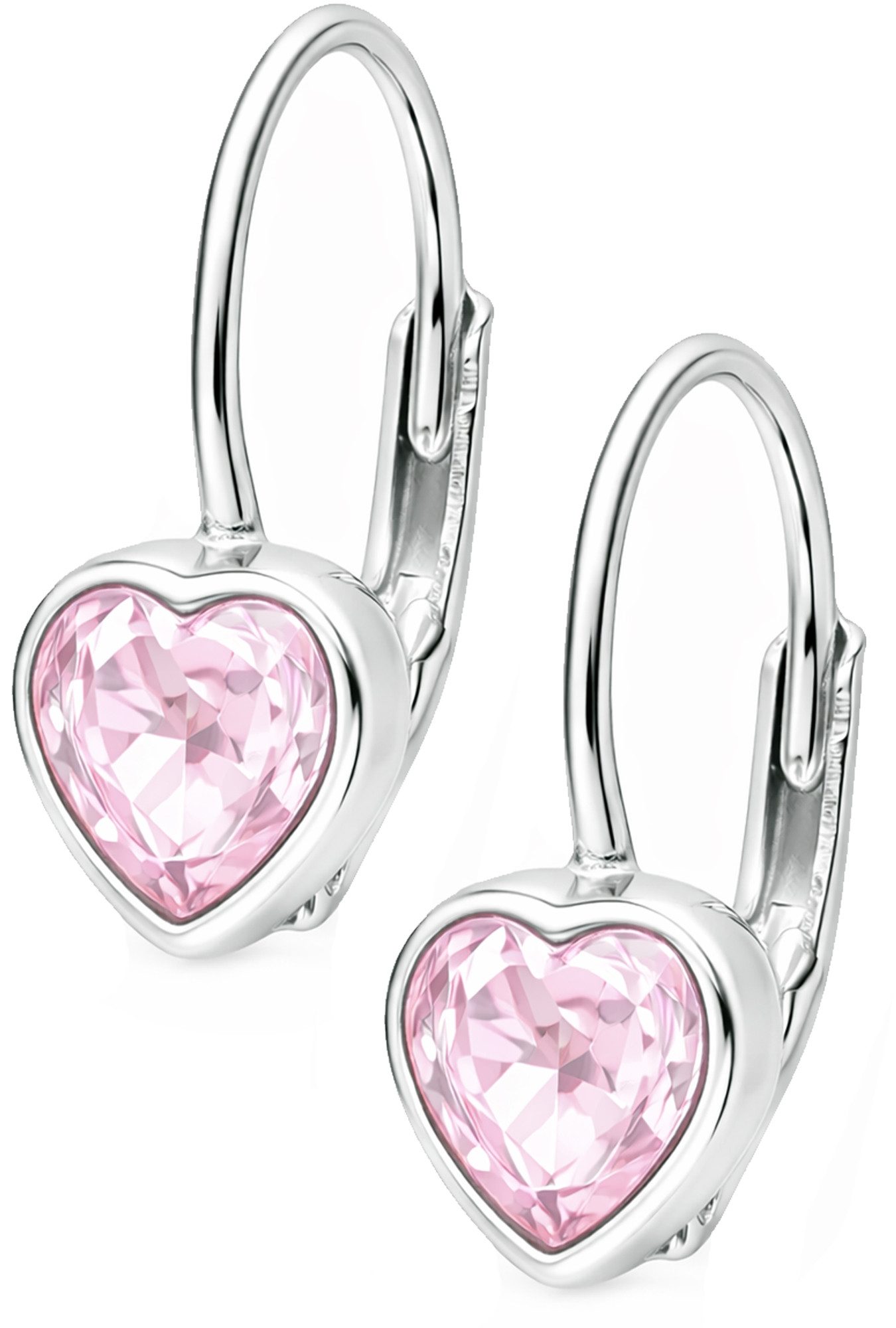 Limana Paar Ohrhänger Kinder hängende Ohrringe Herz 925 Silber Brisur Mädchen Damen Geschenk (inkl. Dose Geschenk für Freundin Geburtstag Muttertag Valentinstag), Ostern Einschulung Schulanfang Nikolaus Kommunion Weihnachten
