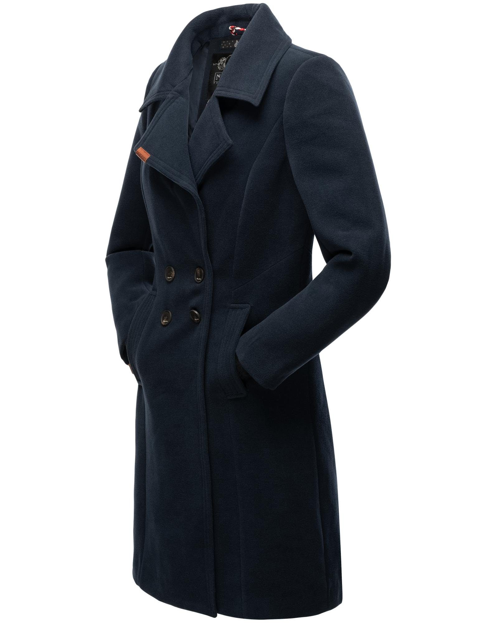 Navahoo Wintermantel Wooly edler Damen Trenchcoat in Wollmantel-Optik