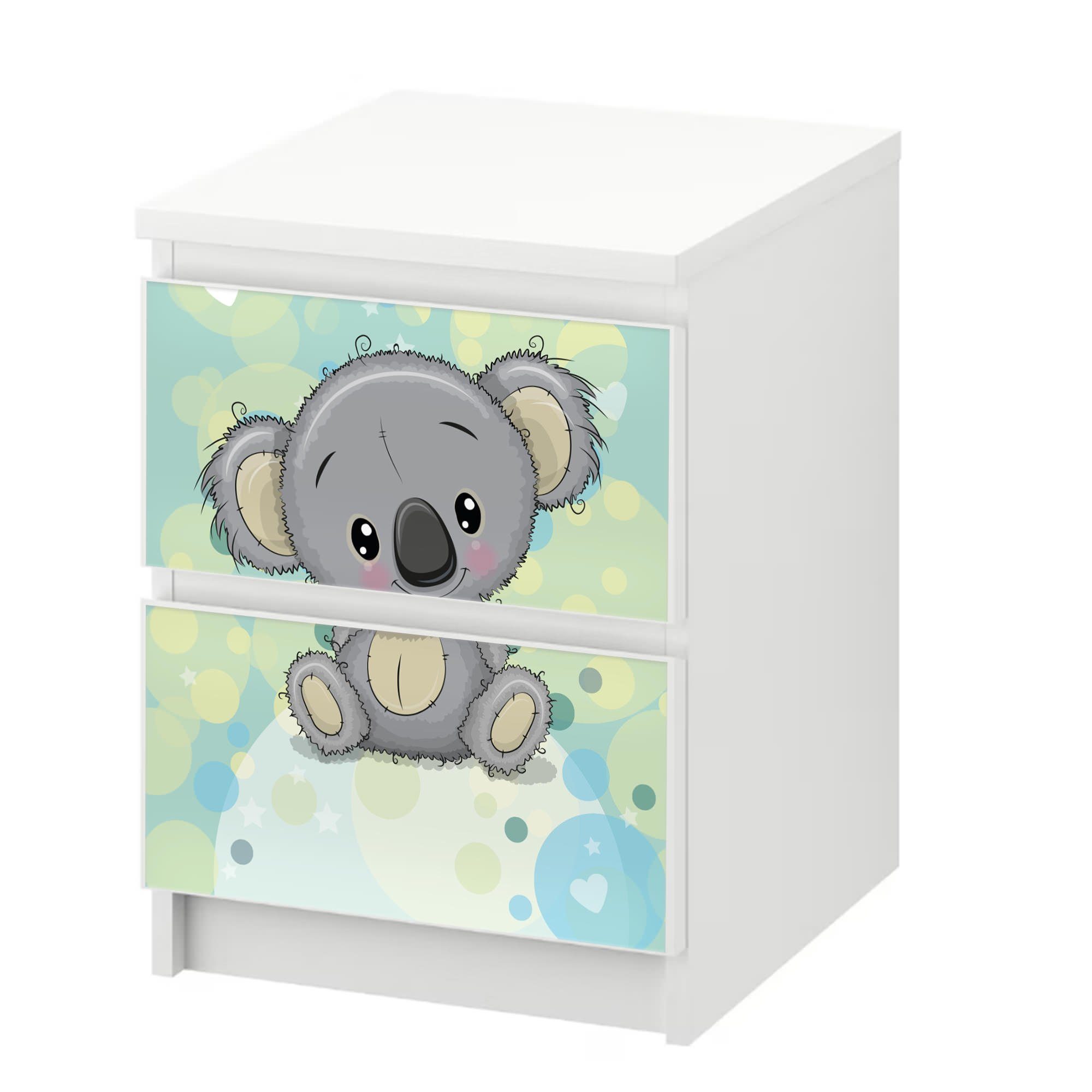Sunnywall Möbelfolie passend für IKEA Malm Kommode Schrankfolie Aufkleber mit Koala Motiv, blasenfreie selbstklebende Folie (SCHRANK NICHT INKLUSIVE)