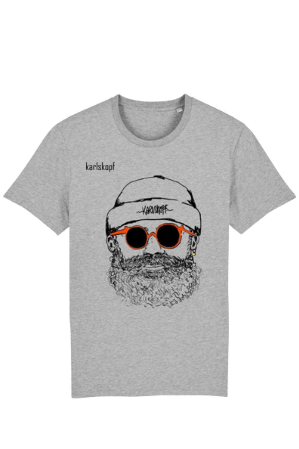 Print-Shirt Basic Grau karlskopf Rundhalsshirt HIPSTER