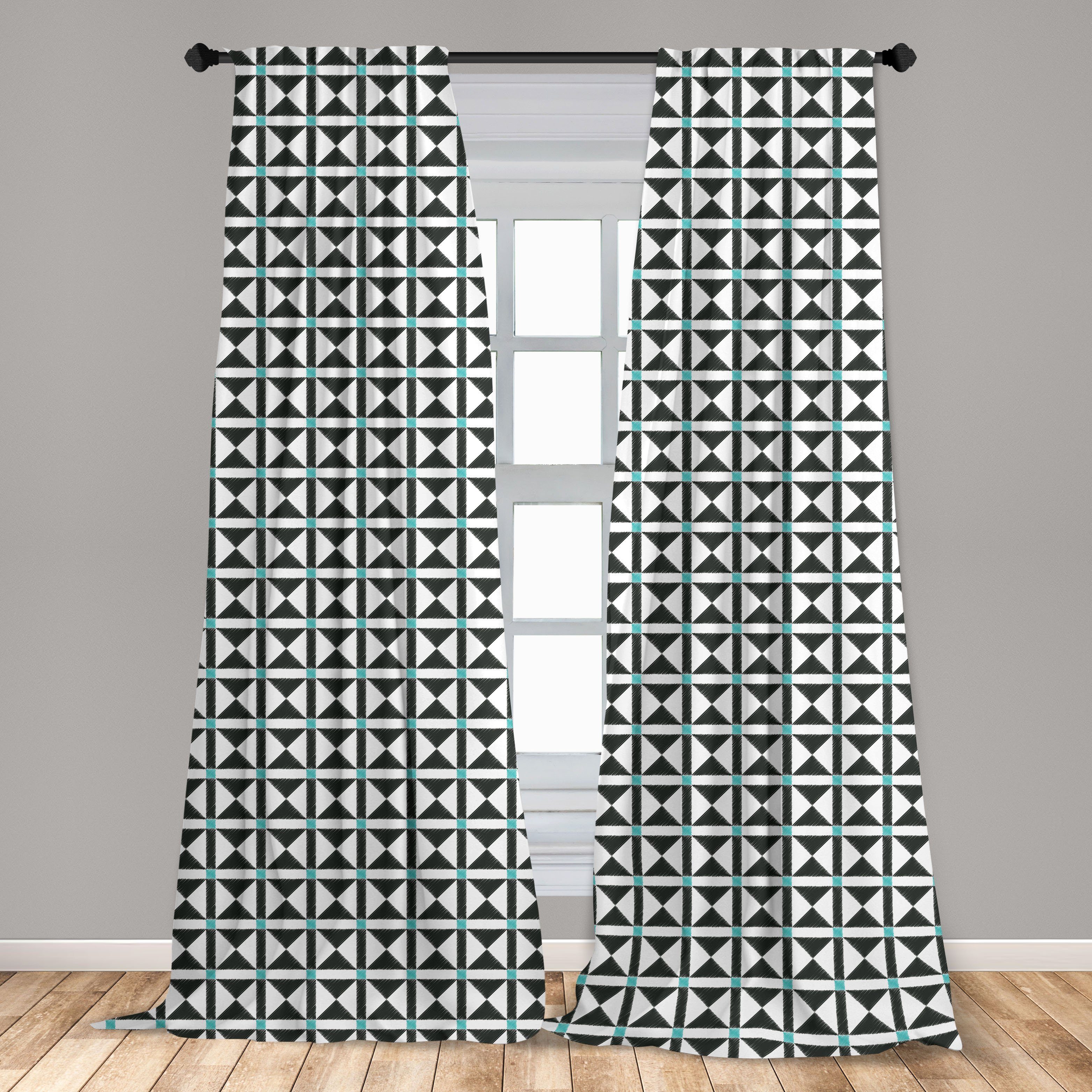 Gardine für Vorhang Blick Geometrisch Skizze Wohnzimmer Dekor, Abakuhaus, Schlafzimmer Linien Microfaser, Kunst