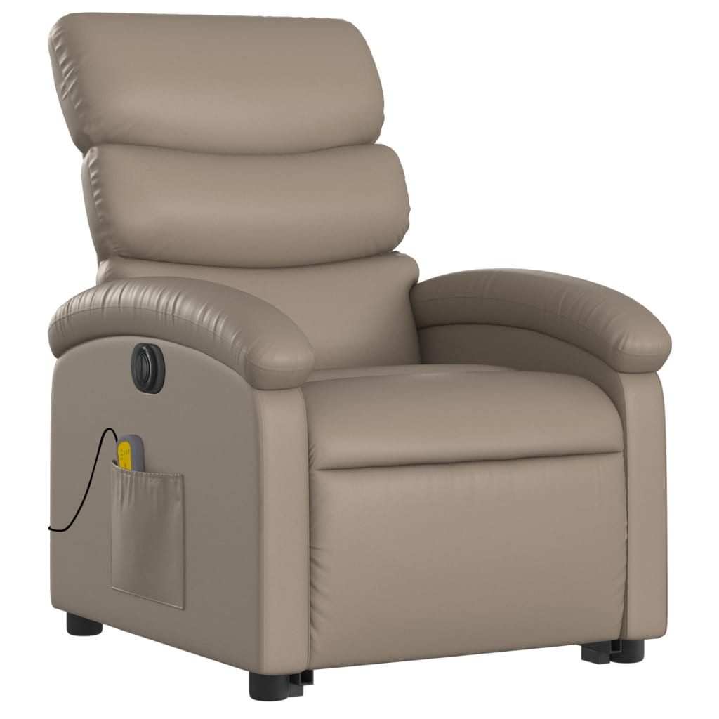 vidaXL Sessel Massagesessel mit Aufstehhilfe Elektrisch Cappuccino Kunstleder (1-St)