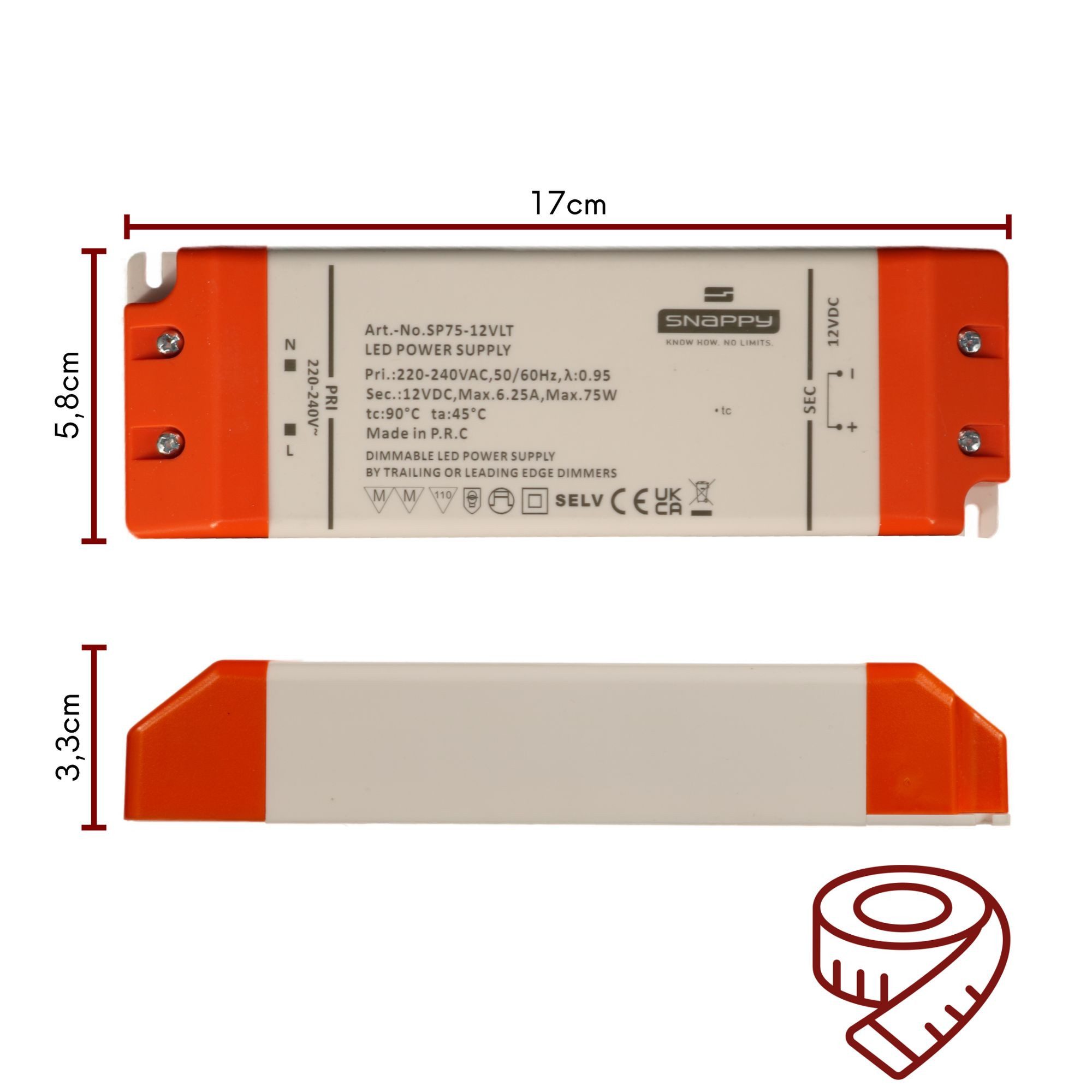 kalb Vareo LED Netzteil 12V/24V, TRIAC dimmbar, 30W/75W, 230V Eingang Netzteil