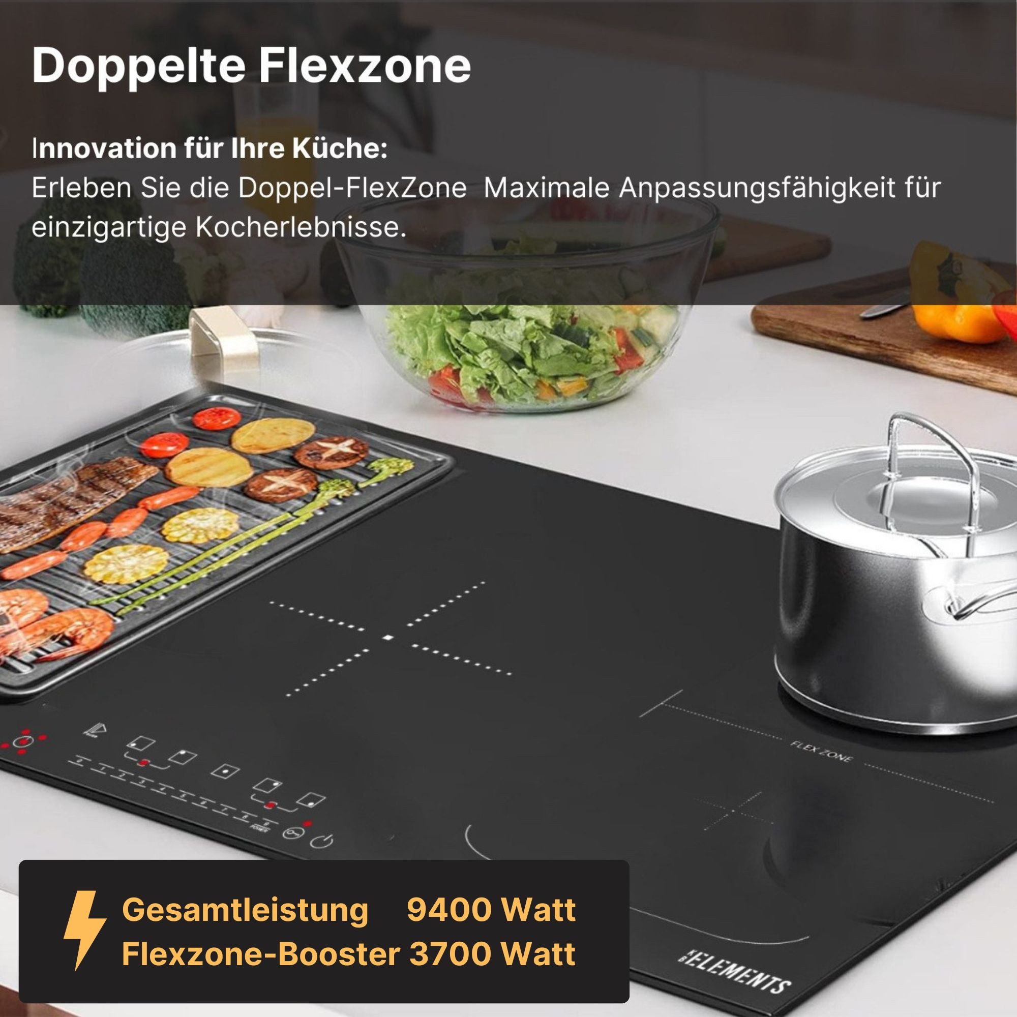 KB Elements Induktions-Kochfeld ELK106PF, Doppelte Flexzone, Autark