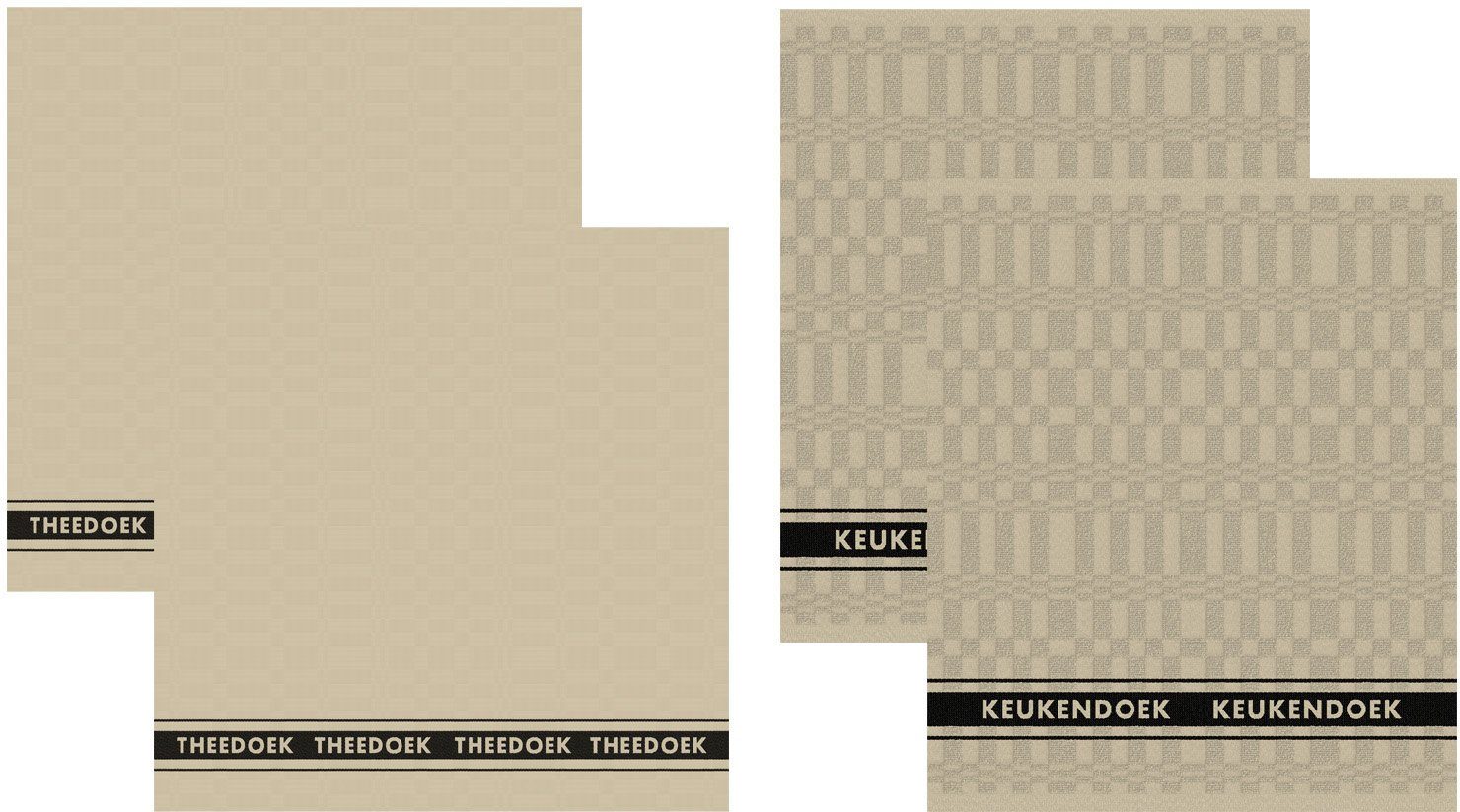 Baumwolle, 4-tlg., ca. 2x 60x65 Küchentuch bestehend + aus aus Geschirrtuch reiner DDDDD Pelle, 50x55 / cm 2x Geschirrtuch), natur/schwarz (Set, cm Combi-Set: Maße