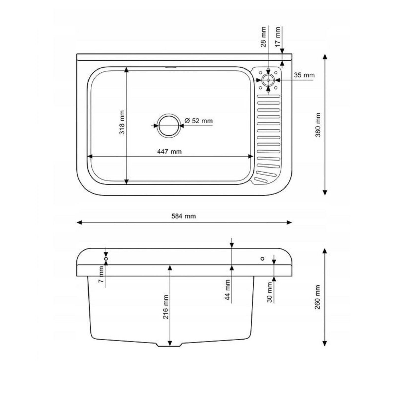 Thumbnail - QLS Küchenspüle CELIA, Kunststoff-Spülbecken, 59x38 cm Ausgussbecken Spülbecken Waschbecken Garten Garage Werkstatt