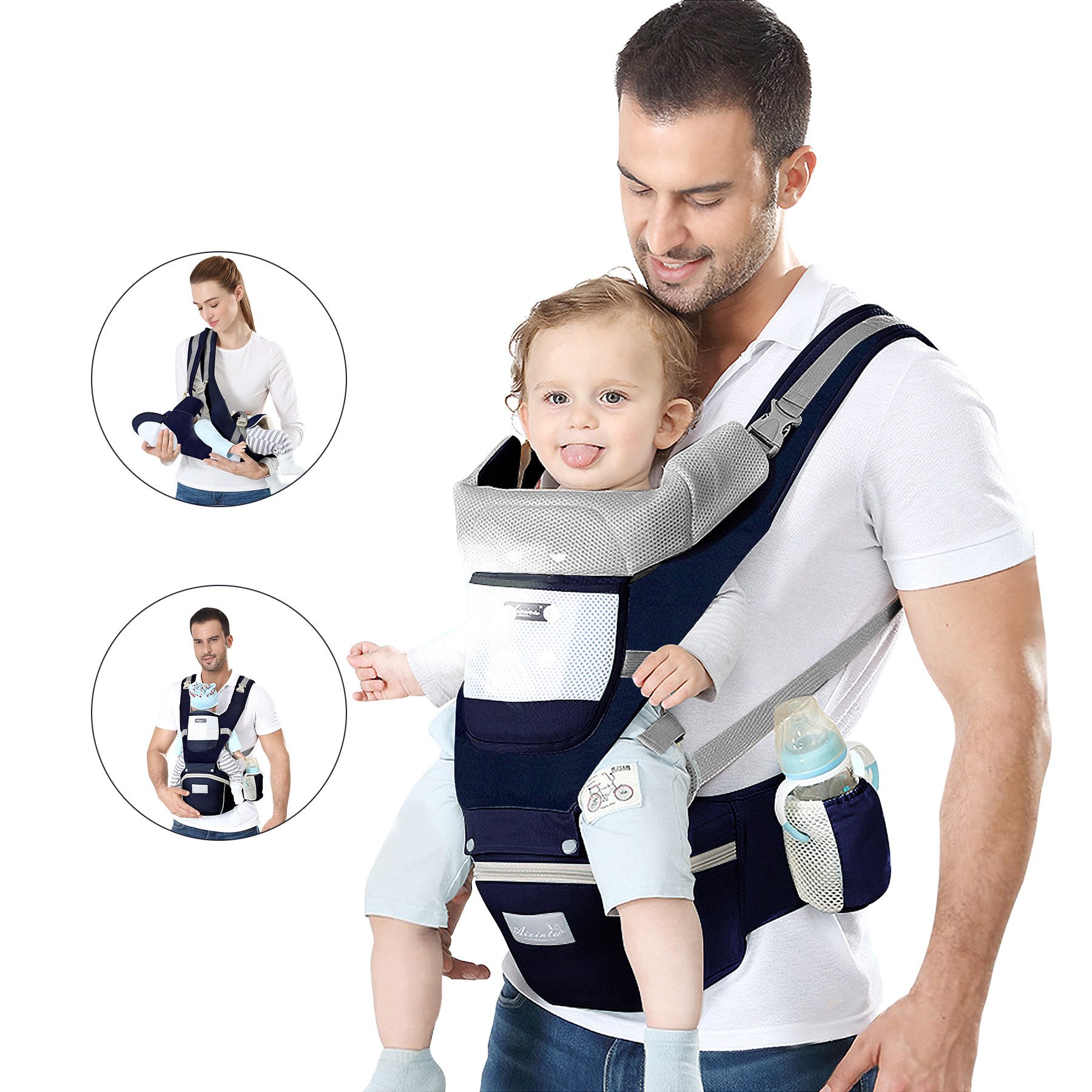 Bauchtrage Babytrage mit abnehmbarem Hüftsitz