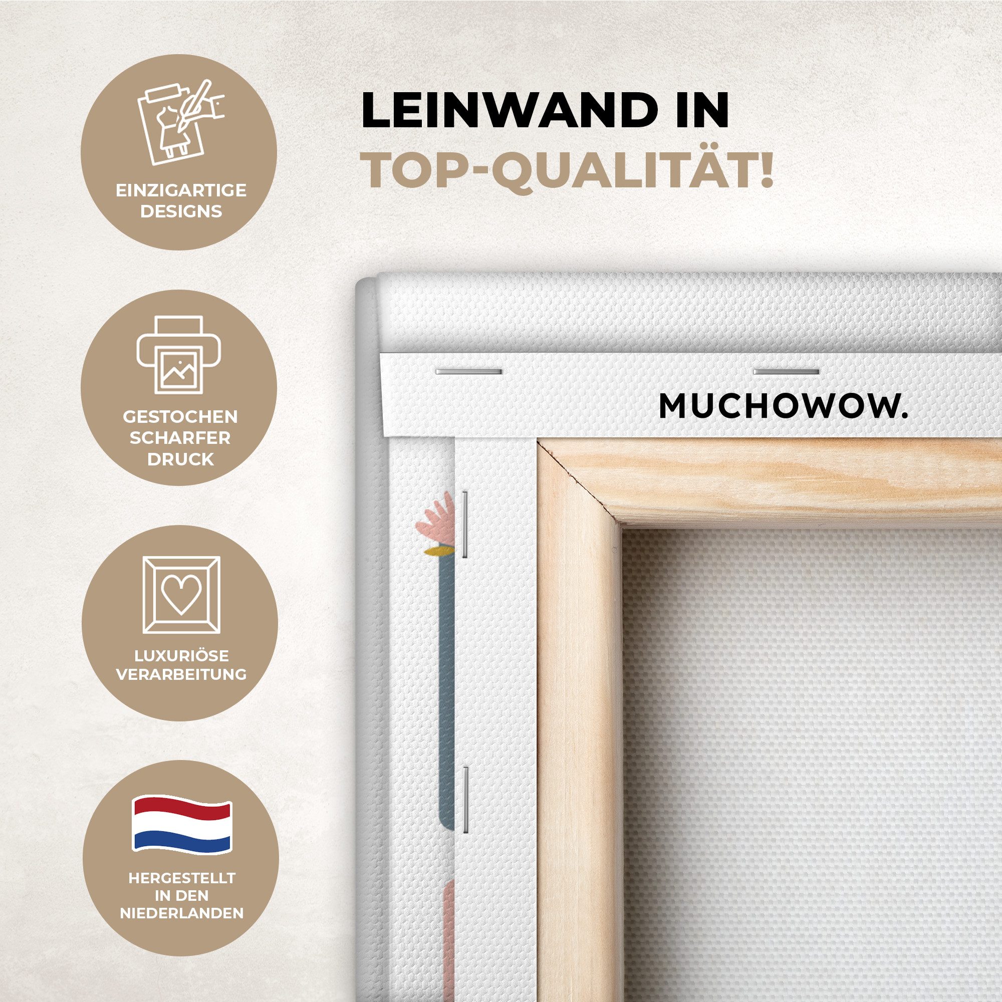 OneMillionCanvasses® Leinwandbild Pädagogisch - Zählen lernen - Einhorn - Einmaleins, Fotodruck (1 St), Kinderzimmer Deko, Mädchen und Jungen Bilder 20x30 cm