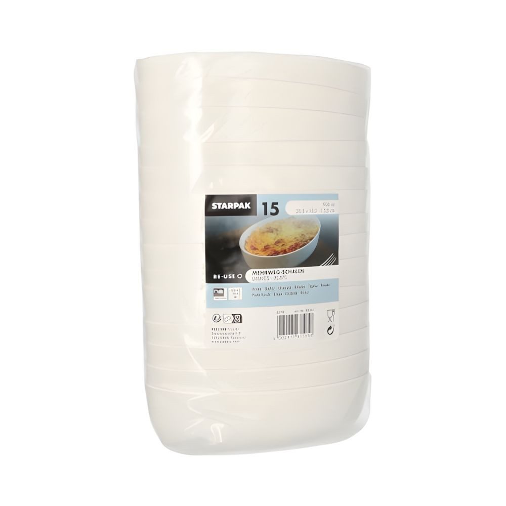 PAPSTAR Schale 60 x Mehrweg-Schalen oval 900 ml 5,5 x 13,5 x 20,5 cm weiss Cella, PBT